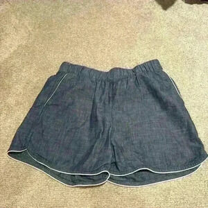 Lands End Shorts Womens Size XS Blue Bermuda Chambray Elastic Waist